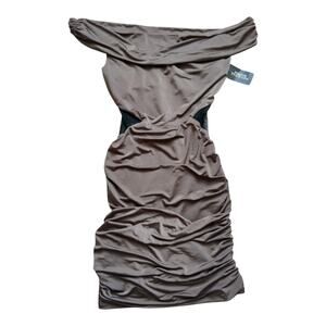 NWT Women's Forever 21 Mini Olive Green Dress With Black Mesh Waist,...